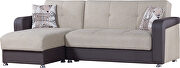 Reversilble two-toned brown fabric / brown pu sectional additional photo 2 of 10