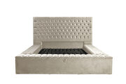 Beige microfiber storage queen bed w/ full platform by Casamode additional picture 2