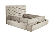 Beige microfiber storage queen bed w/ full platform by Casamode additional picture 4