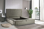 Gray microfiber storage queen bed w/ full platform by Casamode additional picture 3