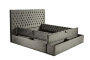 Gray microfiber storage queen bed w/ full platform by Casamode additional picture 5