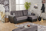 Gray microfiber & black pu small reversible sectional sofa by Casamode additional picture 2