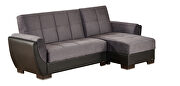 Gray microfiber & black pu small reversible sectional sofa by Casamode additional picture 3