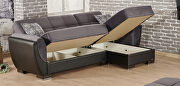 Gray microfiber & black pu small reversible sectional sofa by Casamode additional picture 5