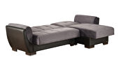 Gray microfiber & black pu small reversible sectional sofa by Casamode additional picture 6