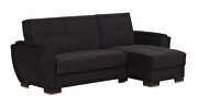 Black microfiber small reversible sectional sofa by Casamode additional picture 3