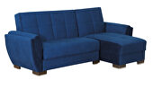 Blue microfiber small reversible sectional sofa by Casamode additional picture 5