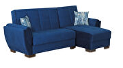Blue microfiber small reversible sectional sofa by Casamode additional picture 6
