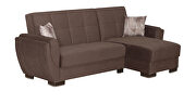 Brown microfiber small reversible sectional sofa by Casamode additional picture 2