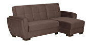 Brown microfiber small reversible sectional sofa by Casamode additional picture 3