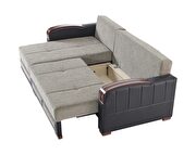 Stylish reversible gray chenille fabric sectional additional photo 4 of 3