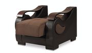 Brown microfiber / bonded leather sleeper chair additional photo 2 of 2