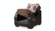 Brown microfiber / bonded leather sleeper chair additional photo 3 of 2