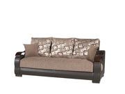 Brown chenille / bonded leather sleeper sofa additional photo 2 of 7