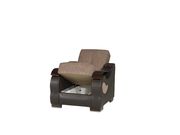 Brown chenille / bonded leather sleeper chair by Casamode additional picture 2
