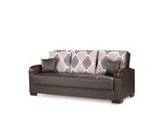 Brown pu leather modern sofa / sofa bed w/ storage additional photo 2 of 4