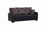 Black pu leather modern sofa / sofa bed w/ storage additional photo 2 of 9