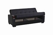Black pu leather modern sofa / sofa bed w/ storage additional photo 3 of 9