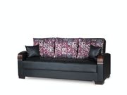 Black pu leather modern sofa / sofa bed w/ storage additional photo 4 of 9