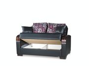Black pu leather modern sofa / sofa bed w/ storage by Casamode additional picture 6