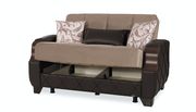 Two-toned beige/brown loveseat w/ storage by Casamode additional picture 3