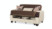 Two-toned brown/cream loveseat w/ storage by Casamode additional picture 3