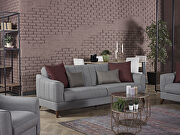 Gray chenille casual style channel tufted sofa by Casamode additional picture 8