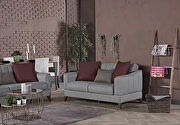 Gray chenille casual style channel tufted loveseat by Casamode additional picture 2