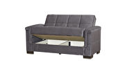 Gray microfiber sofa sleeper w/ square tufted pattern by Casamode additional picture 6
