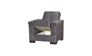 Gray microfiber sofa sleeper w/ square tufted pattern by Casamode additional picture 9