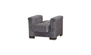 Gray microfiber chair sleeper w/ square tufted pattern by Casamode additional picture 3