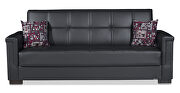 Black pu leatherette sofa sleeper additional photo 2 of 6
