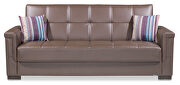 Brown pu leatherette sofa sleeper additional photo 2 of 6