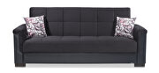 Two-toned black on black fabric / leather sofa sleeper additional photo 2 of 6