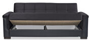 Two-toned black on black fabric / leather sofa sleeper by Casamode additional picture 3