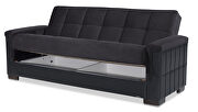Two-toned black on black fabric / leather sofa sleeper by Casamode additional picture 6