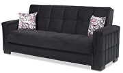 Two-toned black on black fabric / leather sofa sleeper by Casamode additional picture 7