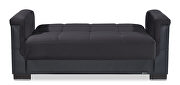 Two-toned black on black fabric / leather loveseat sleeper additional photo 3 of 5