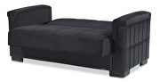 Two-toned black on black fabric / leather loveseat sleeper additional photo 4 of 5