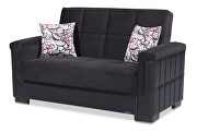 Two-toned black on black fabric / leather loveseat sleeper by Casamode additional picture 6