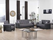 Gray microfiber / black pu leather sofa sleeper w/ square tufted pattern by Casamode additional picture 11