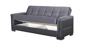 Gray microfiber / black pu leather sofa sleeper w/ square tufted pattern by Casamode additional picture 3