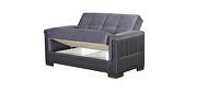 Gray microfiber / black pu leather sofa sleeper w/ square tufted pattern by Casamode additional picture 6