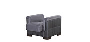 Gray microfiber / black pu leather sofa sleeper w/ square tufted pattern by Casamode additional picture 10