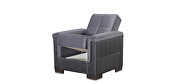 Gray microfiber / black pu leather chair sleeper w/ square tufted pattern by Casamode additional picture 2