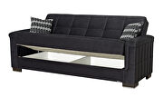 Black microfiber sofa sleeper w/ square tufted pattern by Casamode additional picture 3