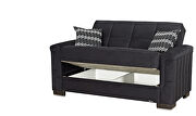 Black microfiber sofa sleeper w/ square tufted pattern by Casamode additional picture 6