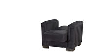 Black microfiber sofa sleeper w/ square tufted pattern by Casamode additional picture 10