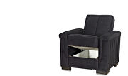 Black microfiber chair sleeper w/ square tufted pattern by Casamode additional picture 2