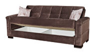Brown microfiber sofa sleeper w/ square tufted pattern by Casamode additional picture 3